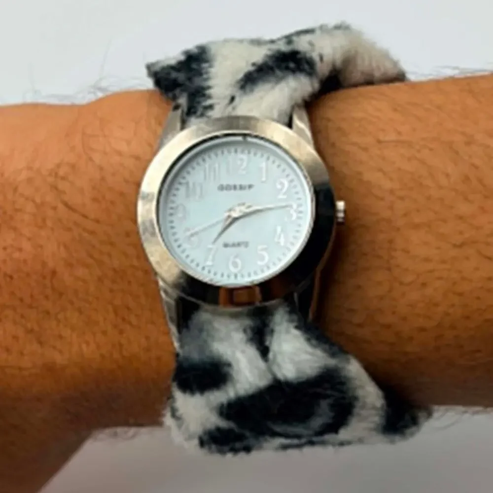 Silver & White Leopard Gossip Watch